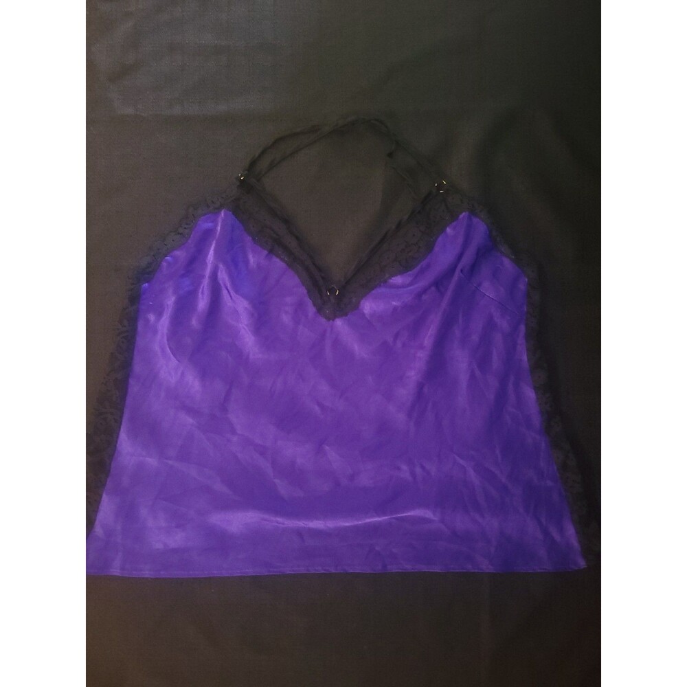 Ladies Victoria's Secret Purple/Black Lace  Cami Lingerie Tops Adjustable XL